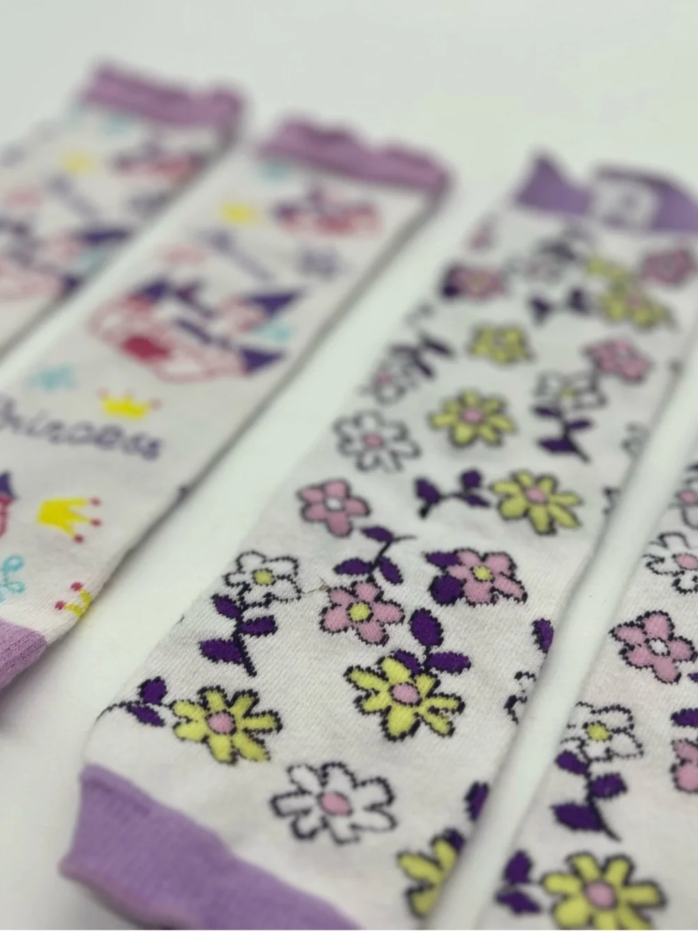 Baby Girl's Leggings Princess And Flowers Set Purple One Size